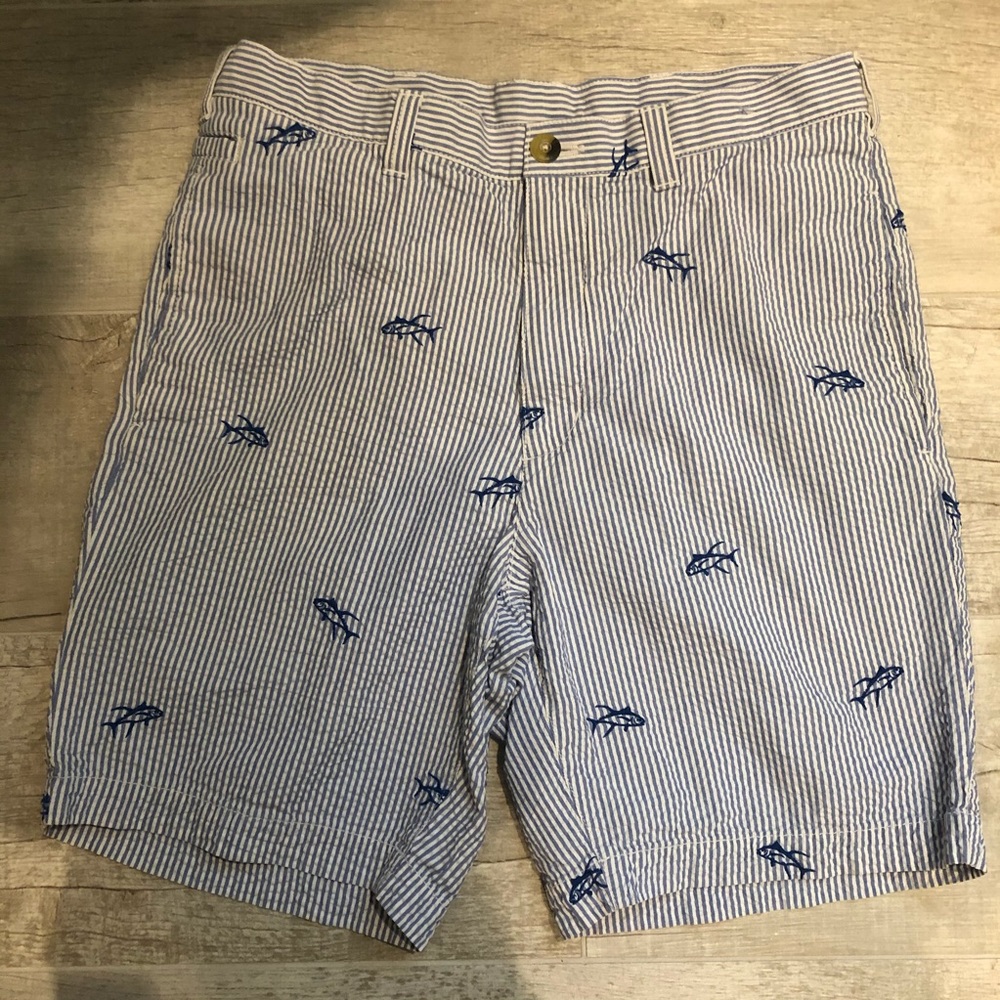 Hook & Tackle Blue & White Striped Shorts
